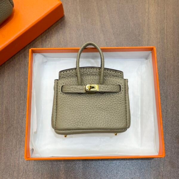 New Arrival 187 Factory Birkin Bag Charm Togo Leather Gris Tourterelle 7.5*6*3.5CM