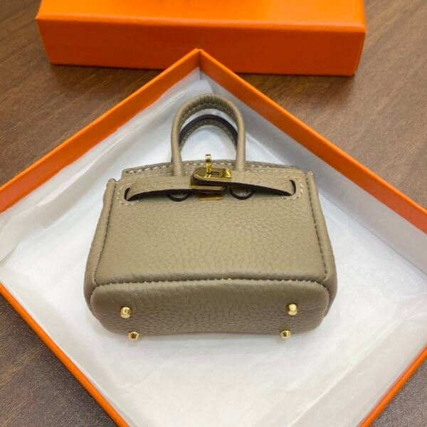 New Arrival 187 Factory Birkin Bag Charm Togo Leather Gris Tourterelle 7.5*6*3.5CM