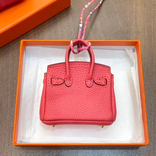 UK London 187 Factory Rose Lipstick Togo Leather Birkin Bag Charm 7.5*6*3.5CM
