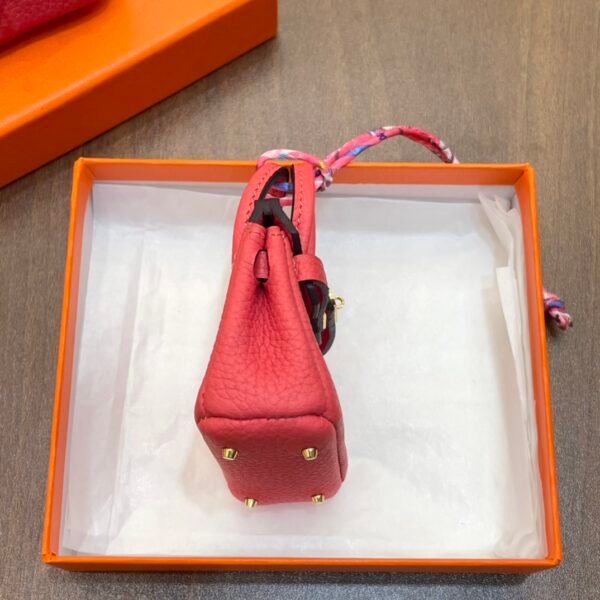 UK London 187 Factory Rose Lipstick Togo Leather Birkin Bag Charm 7.5*6*3.5CM