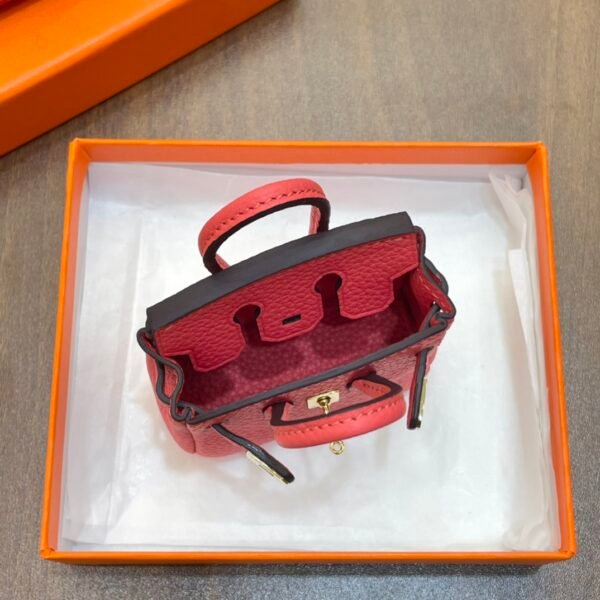 UK London 187 Factory Rose Lipstick Togo Leather Birkin Bag Charm 7.5*6*3.5CM