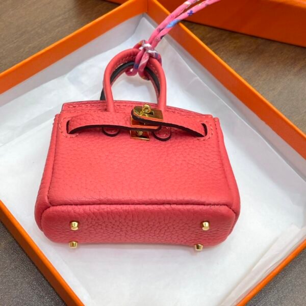 UK London 187 Factory Rose Lipstick Togo Leather Birkin Bag Charm 7.5*6*3.5CM