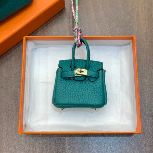 New Arrival 187 Factory Birkin Bag Charm Malachite Togo Leather 6*5*3CM