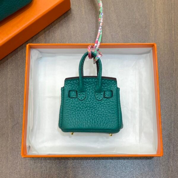 New Arrival 187 Factory Birkin Bag Charm Malachite Togo Leather 6*5*3CM