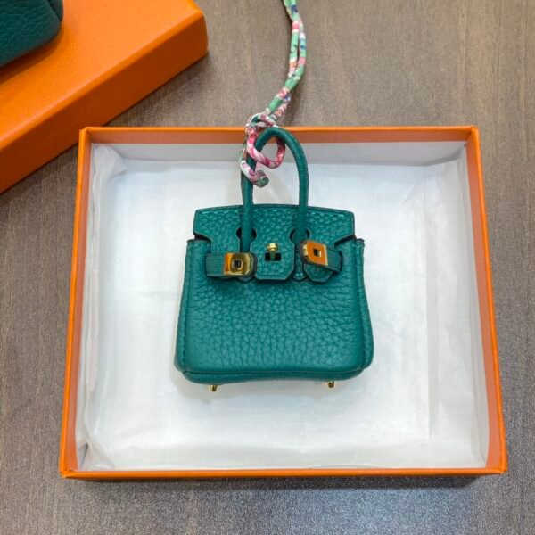 New Arrival 187 Factory Birkin Bag Charm Malachite Togo Leather 6*5*3CM