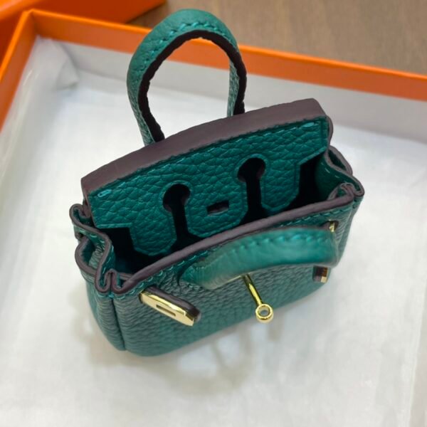 New Arrival 187 Factory Birkin Bag Charm Malachite Togo Leather 6*5*3CM