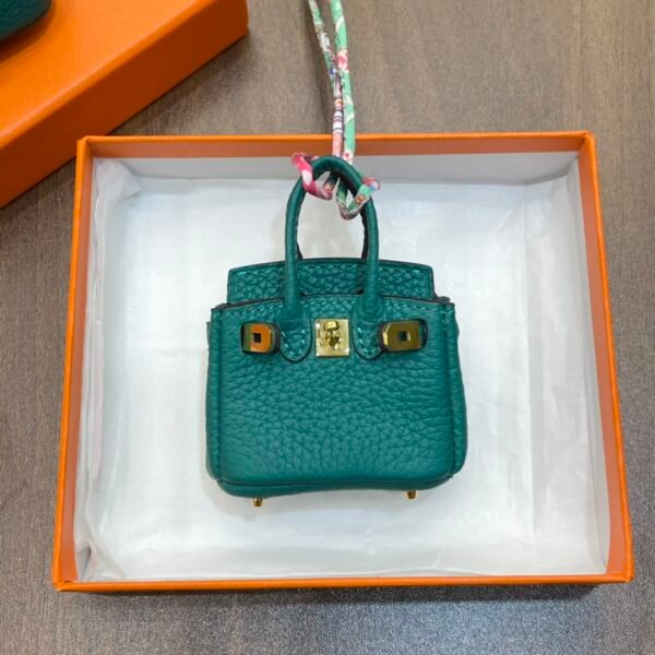 New Arrival 187 Factory Birkin Bag Charm Malachite Togo Leather 6*5*3CM