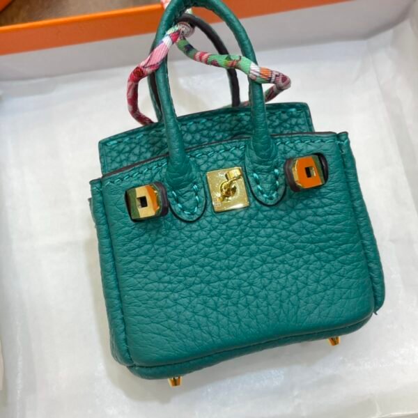 New Arrival 187 Factory Birkin Bag Charm Malachite Togo Leather 6*5*3CM