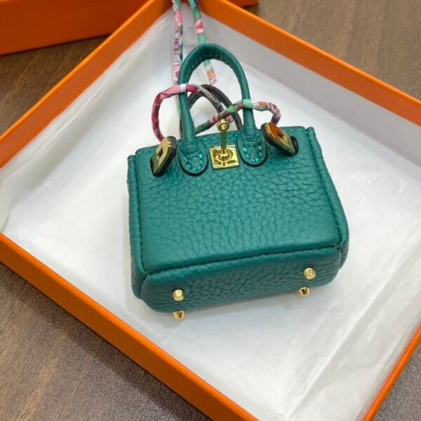 New Arrival 187 Factory Birkin Bag Charm Malachite Togo Leather 6*5*3CM