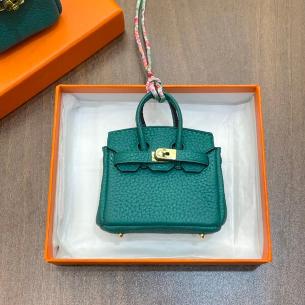 Handmade 187 Factory Malachite Togo Leather Birkin Bag Charm 7.5*6*3.5CM
