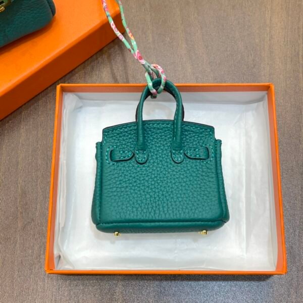 Handmade 187 Factory Malachite Togo Leather Birkin Bag Charm 7.5*6*3.5CM