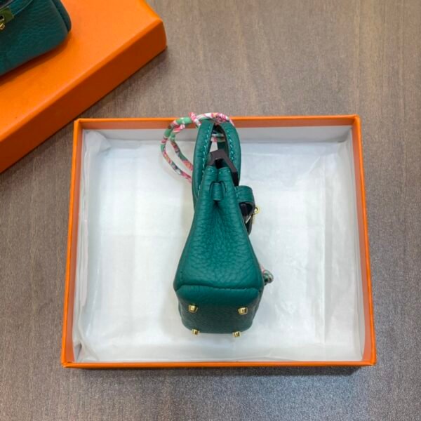 Handmade 187 Factory Malachite Togo Leather Birkin Bag Charm 7.5*6*3.5CM