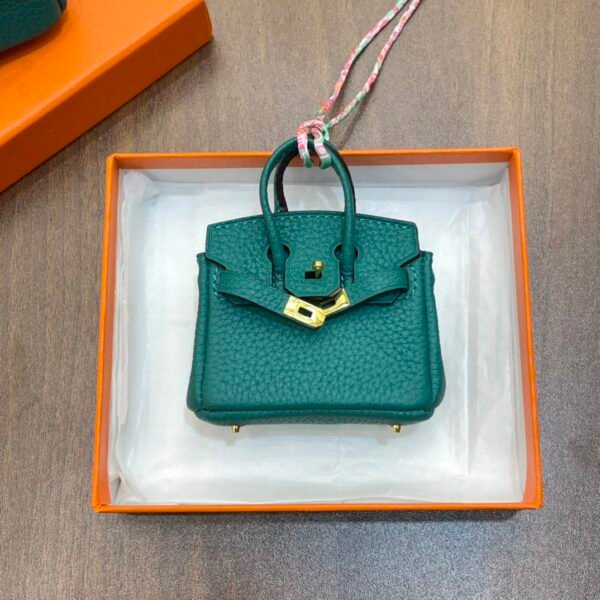 Handmade 187 Factory Malachite Togo Leather Birkin Bag Charm 7.5*6*3.5CM