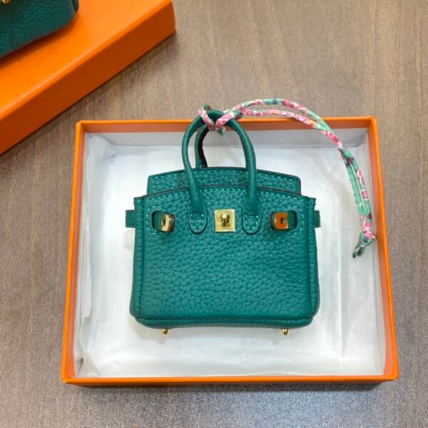 Handmade 187 Factory Malachite Togo Leather Birkin Bag Charm 7.5*6*3.5CM