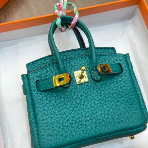 Handmade 187 Factory Malachite Togo Leather Birkin Bag Charm 7.5*6*3.5CM