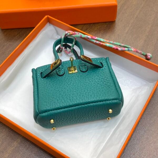 Handmade 187 Factory Malachite Togo Leather Birkin Bag Charm 7.5*6*3.5CM