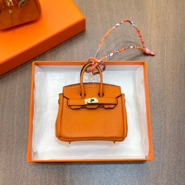 Australia Canberra 187 Factory Birkin Bag Charm Orange Togo Leather 7.5*6*3.5CM