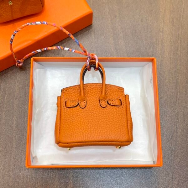 Australia Canberra 187 Factory Birkin Bag Charm Orange Togo Leather 7.5*6*3.5CM