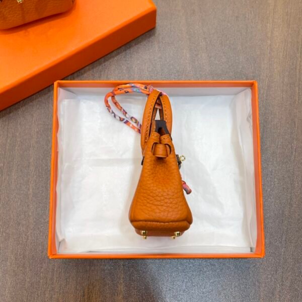 Australia Canberra 187 Factory Birkin Bag Charm Orange Togo Leather 7.5*6*3.5CM