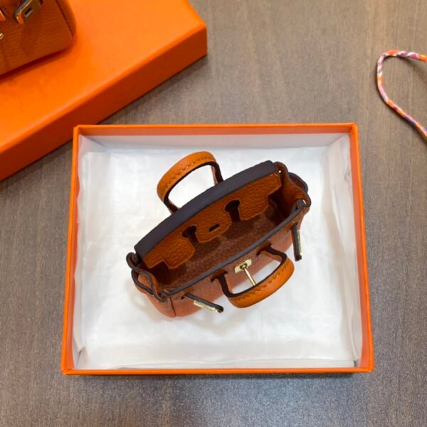 Australia Canberra 187 Factory Birkin Bag Charm Orange Togo Leather 7.5*6*3.5CM