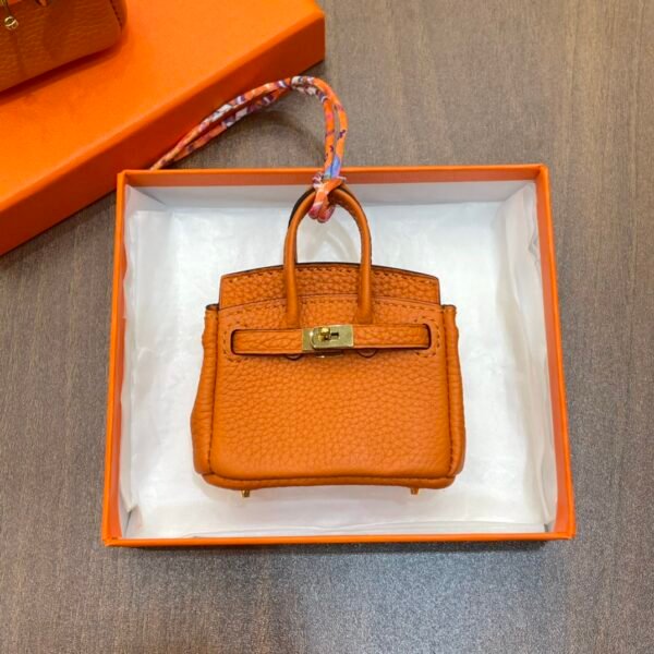 Australia Canberra 187 Factory Birkin Bag Charm Orange Togo Leather 7.5*6*3.5CM