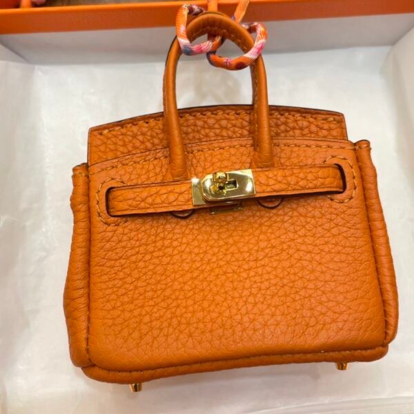 Australia Canberra 187 Factory Birkin Bag Charm Orange Togo Leather 7.5*6*3.5CM