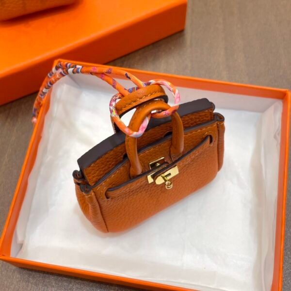 Australia Canberra 187 Factory Birkin Bag Charm Orange Togo Leather 7.5*6*3.5CM