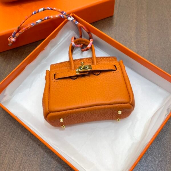 Australia Canberra 187 Factory Birkin Bag Charm Orange Togo Leather 7.5*6*3.5CM