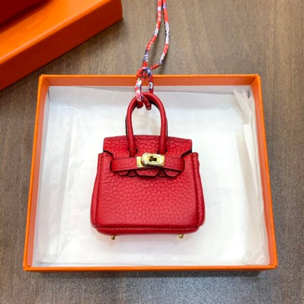 187 Factory Bag Charm Image CC53 Rouge Vif Togo Leather Birkin Bag Charm 6*5*3CM
