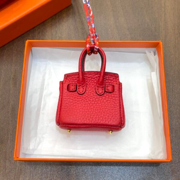 187 Factory Bag Charm Image CC53 Rouge Vif Togo Leather Birkin Bag Charm 6*5*3CM