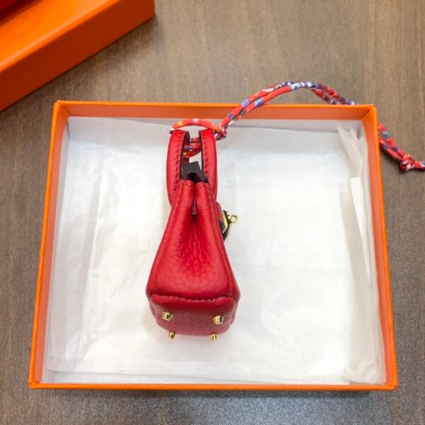 187 Factory Bag Charm Image CC53 Rouge Vif Togo Leather Birkin Bag Charm 6*5*3CM