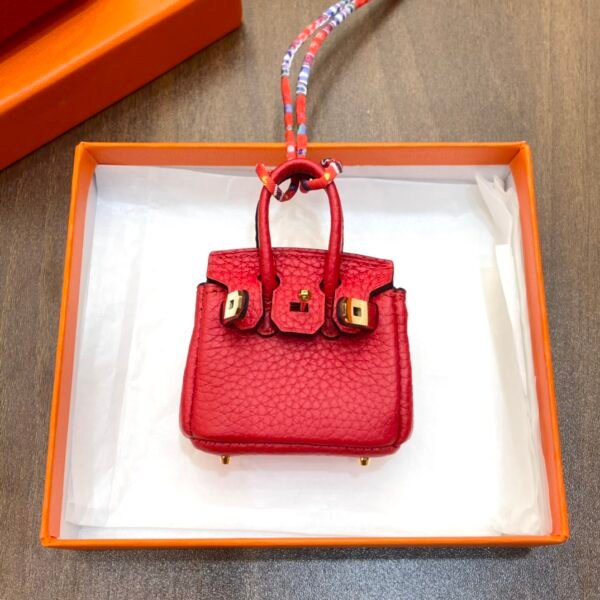 187 Factory Bag Charm Image CC53 Rouge Vif Togo Leather Birkin Bag Charm 6*5*3CM