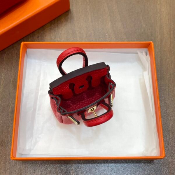 187 Factory Bag Charm Image CC53 Rouge Vif Togo Leather Birkin Bag Charm 6*5*3CM