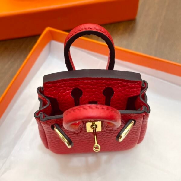 187 Factory Bag Charm Image CC53 Rouge Vif Togo Leather Birkin Bag Charm 6*5*3CM