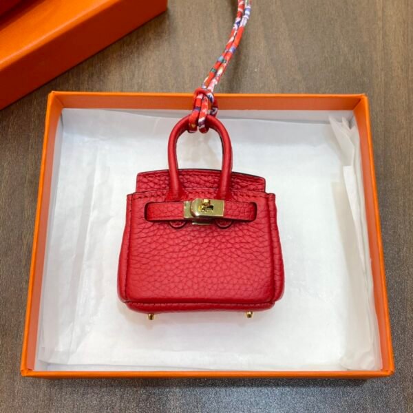 187 Factory Bag Charm Image CC53 Rouge Vif Togo Leather Birkin Bag Charm 6*5*3CM