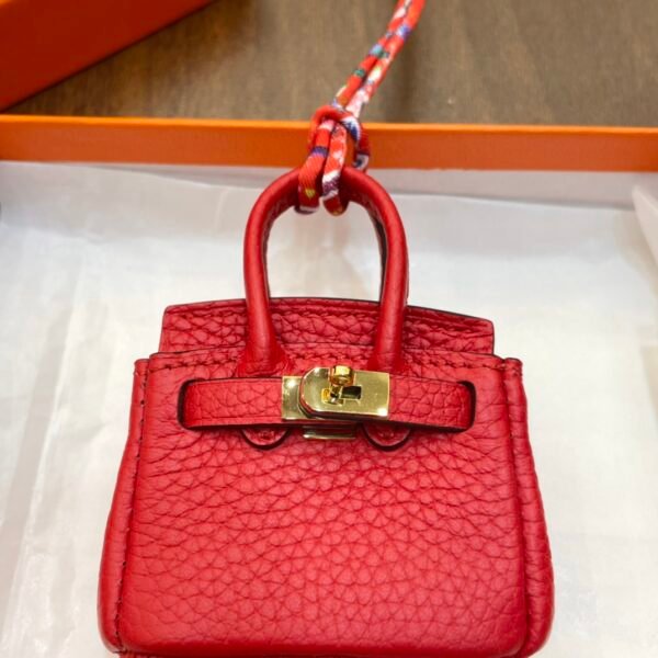 187 Factory Bag Charm Image CC53 Rouge Vif Togo Leather Birkin Bag Charm 6*5*3CM