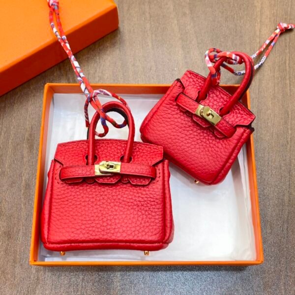 Canada Ottawa 187 Factory Birkin Bag Charm Togo Leather CC53 Rouge Vif 7.5*6*3.5CM