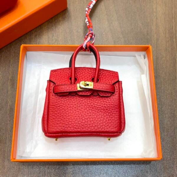 Canada Ottawa 187 Factory Birkin Bag Charm Togo Leather CC53 Rouge Vif 7.5*6*3.5CM