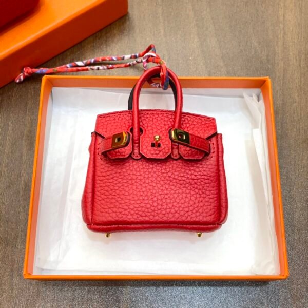 Canada Ottawa 187 Factory Birkin Bag Charm Togo Leather CC53 Rouge Vif 7.5*6*3.5CM