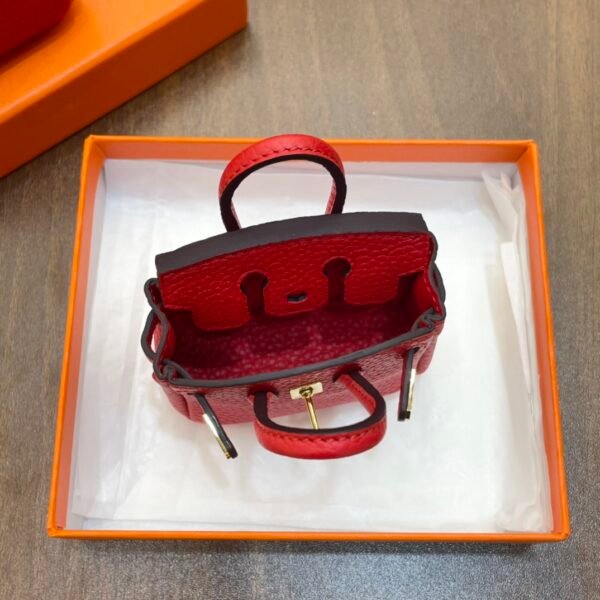 Canada Ottawa 187 Factory Birkin Bag Charm Togo Leather CC53 Rouge Vif 7.5*6*3.5CM