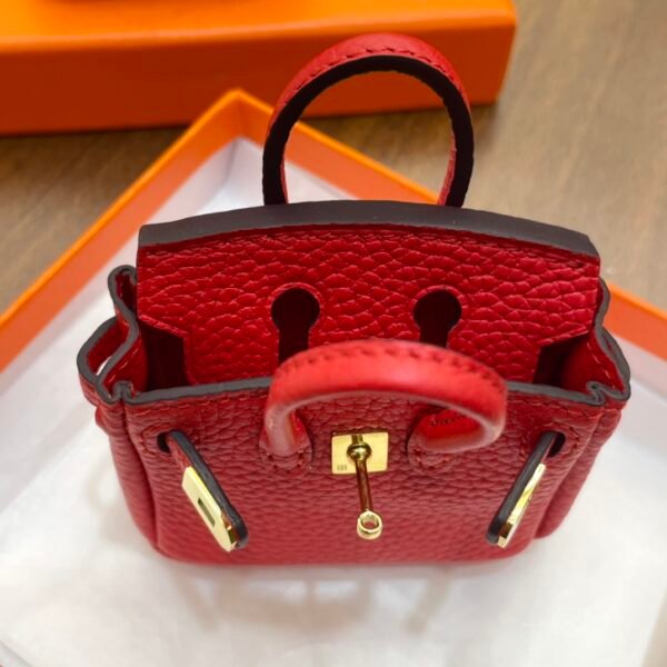Canada Ottawa 187 Factory Birkin Bag Charm Togo Leather CC53 Rouge Vif 7.5*6*3.5CM