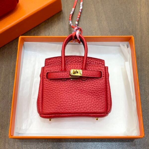 Canada Ottawa 187 Factory Birkin Bag Charm Togo Leather CC53 Rouge Vif 7.5*6*3.5CM