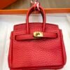 Canada Ottawa 187 Factory Birkin Bag Charm Togo Leather CC53 Rouge Vif 7.5*6*3.5CM