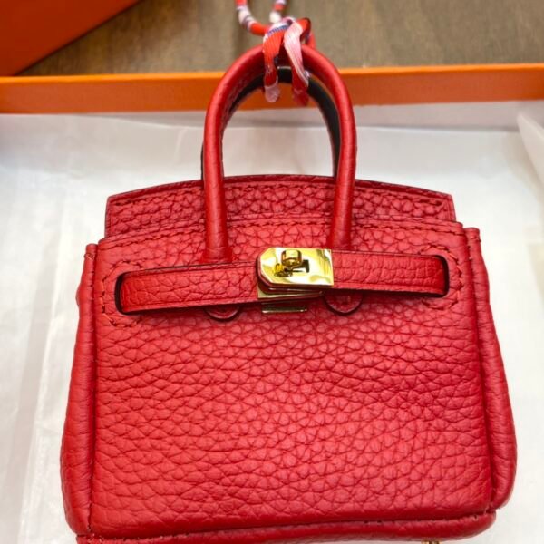 Canada Ottawa 187 Factory Birkin Bag Charm Togo Leather CC53 Rouge Vif 7.5*6*3.5CM