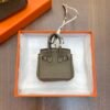 Handmade 187 Factory Charm CC18 Etoupe Togo Leather Birkin Bag Charm 6*5*3CM