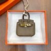 Handmade 187 Factory Charm CC18 Etoupe Togo Leather Birkin Bag Charm 6*5*3CM