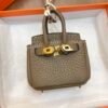 Handmade 187 Factory Charm CC18 Etoupe Togo Leather Birkin Bag Charm 6*5*3CM