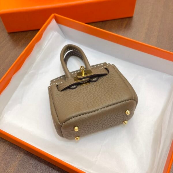Handmade 187 Factory Charm CC18 Etoupe Togo Leather Birkin Bag Charm 6*5*3CM