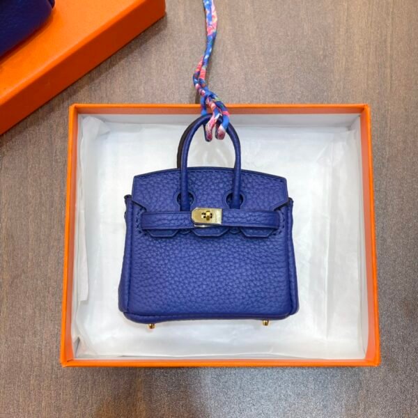 187 Factory Bag Charm Price 7T Blue Electric Togo Leather Birkin Bag Charm 7.5*6*3.5CM