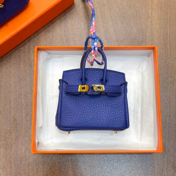 187 Factory Bag Charm Price 7T Blue Electric Togo Leather Birkin Bag Charm 7.5*6*3.5CM